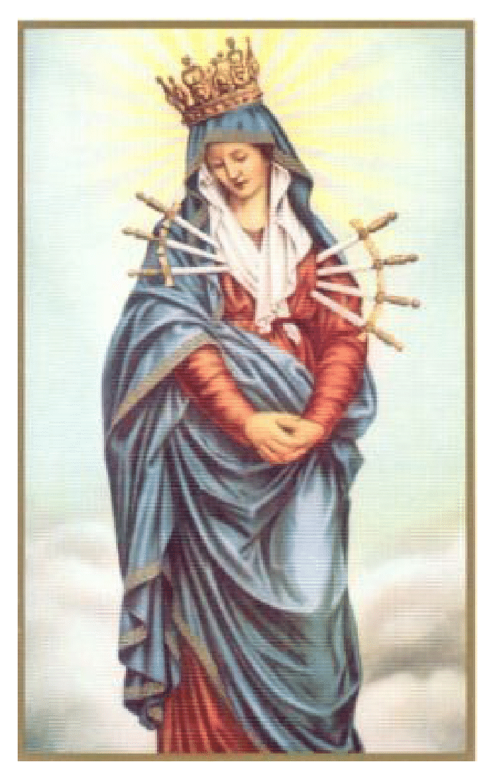 Seven Sorrows of the Blessed Virgin Mary Holy Card (3x5, Pack of 100)