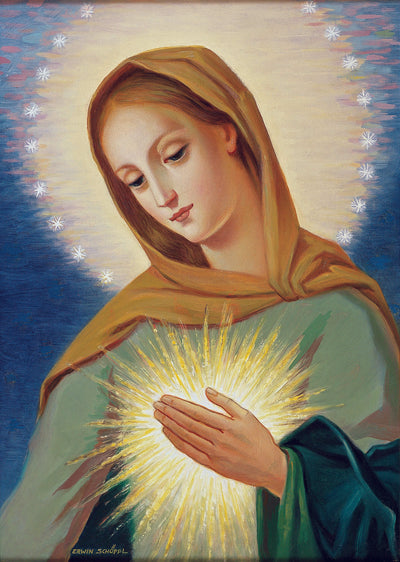 Flame of Love Mary Canvas Print (16x20)